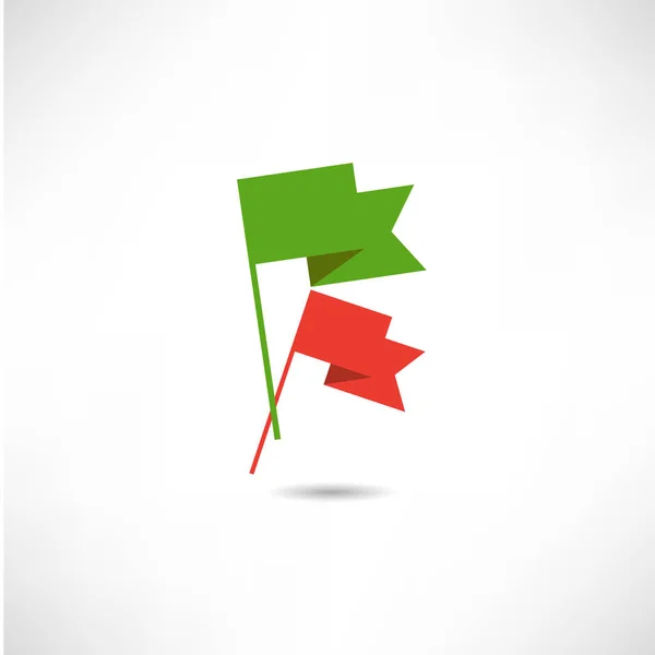 Symbol für grüne und rote Flaggen — Stockvektor