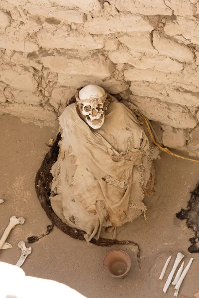 Huesos Cementerio Inca Abierto Región Nazca Perú —  Fotos de Stock