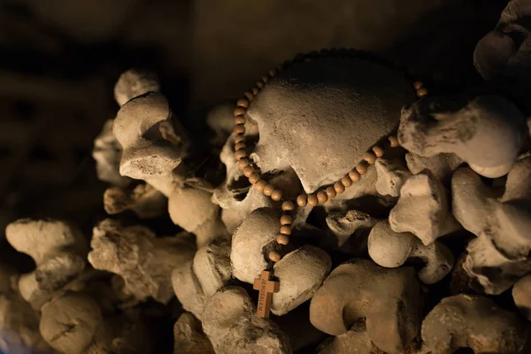 Skull Bones Ancient Ossuary Naples — Stock Photo, Image