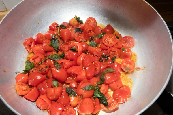 Molho Tomate Com Tomate Piennolo Vesúvio Nápoles — Fotografia de Stock