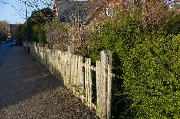 Clôture Bois Sur Fond Vert — Photo