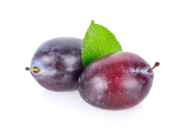 yaprak beyaz zemin üzerine bütün taze Kuru Erik