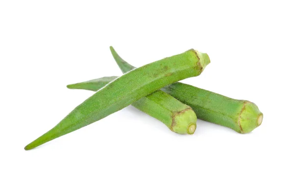 Verse Biologische Okra Witte Achtergrond — Stockfoto