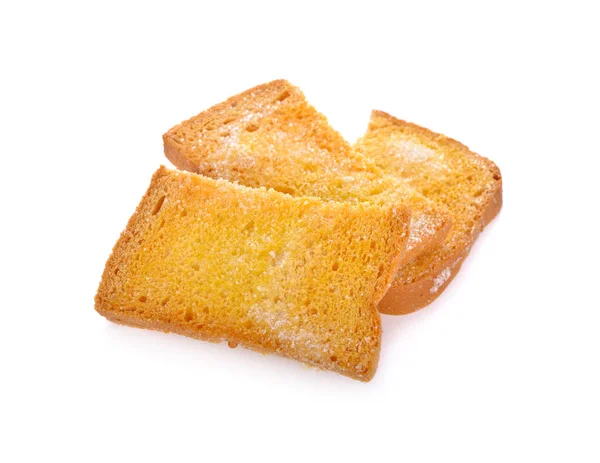 Křupavý Máslový Chléb Cukrem Bílém Pozadí — Stock fotografie
