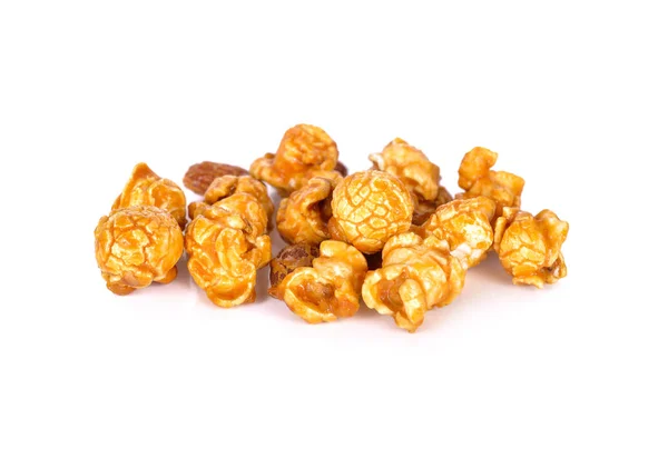 Sweet Butter Caramel Popcorn Almond White Background — Stock Photo, Image
