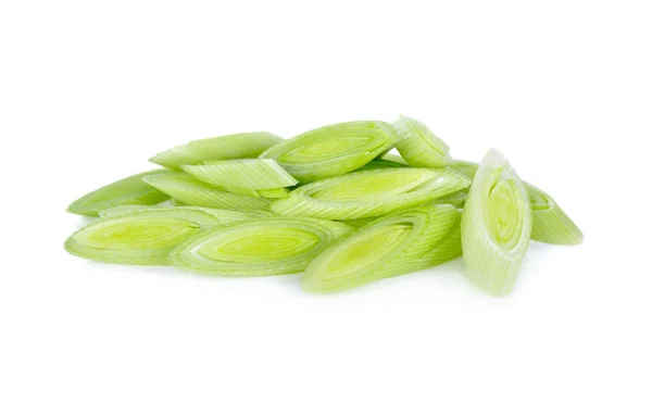 Sliced Fresh Leek White Background — Stock Photo, Image