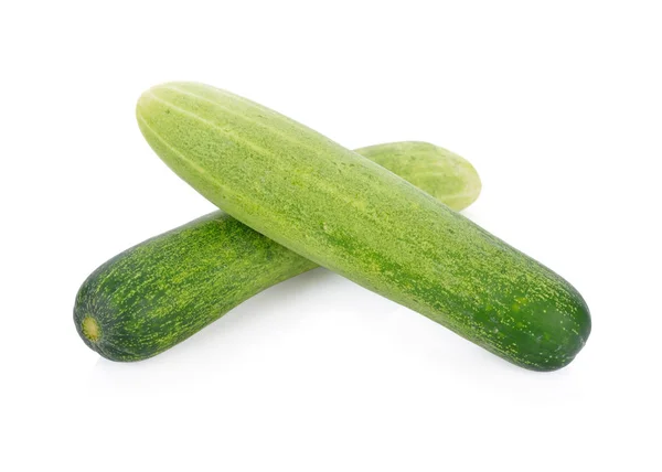 Hele Verse Komkommers Witte Achtergrond — Stockfoto