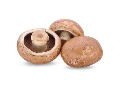 Bütün taze champignon mantar beyaz arka plan üzerinde izole