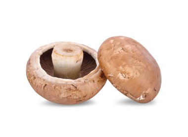 Bütün taze champignon mantar beyaz arka plan üzerinde izole