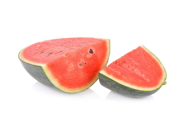 Geschnittene Wassermelone Mit Samen Auf Weißem Hintergrund — Stockfoto