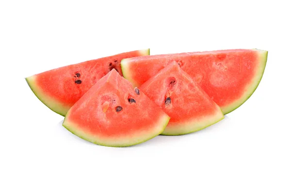 Geschnittene Wassermelone Mit Samen Auf Weißem Hintergrund — Stockfoto