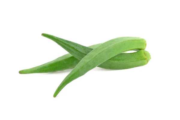 Intera Okra fresco su sfondo bianco — Foto Stock