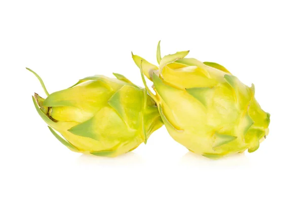 Fruta entera de concha amarilla de dragón fresco sobre fondo blanco —  Fotos de Stock