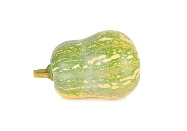 beyaz arka plan üzerinde kök ile bütün taze butternut kabak