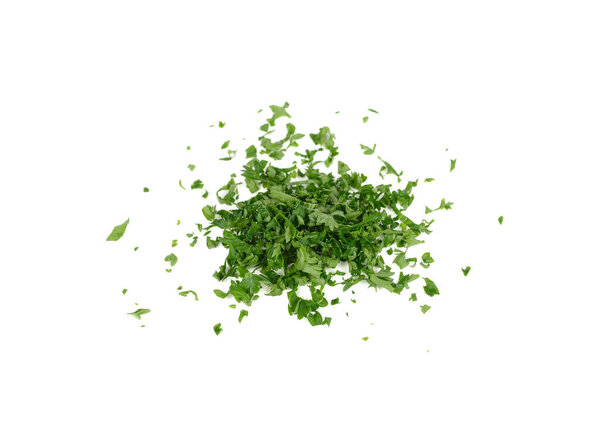pile of chop fresh  parsley on white background