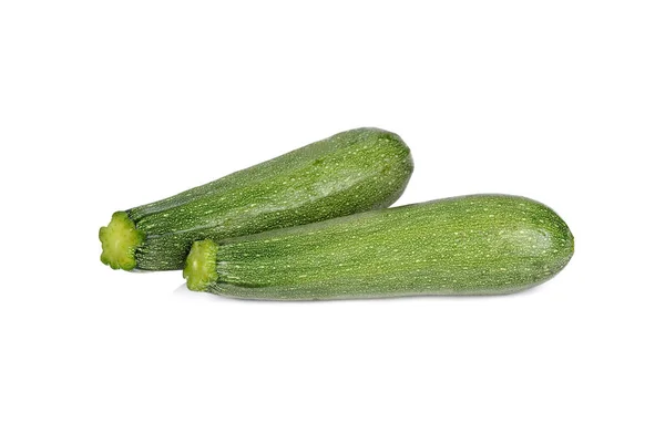 Whole Unpeeled Fresh Zucchini White Background — Stock Photo, Image