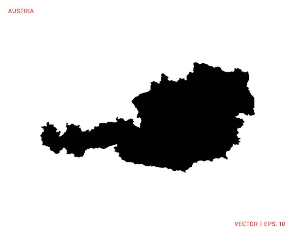 Mapa Austria Mapa Silueta Detallado Alto Vector — Vector de stock