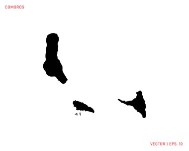 Komorlar haritası. Yüksek siluet Haritası - vektörel ayrıntılı
