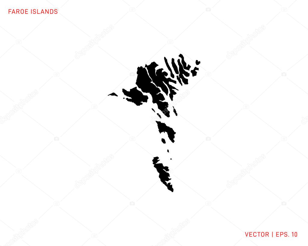 Map of Faroe Islands. High Detailed Silhouette Map - Vector