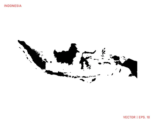 Peta Indonesia Dalam Bahasa Inggris Peta Siluet Rincian Tinggi Vektor - Stok Vektor