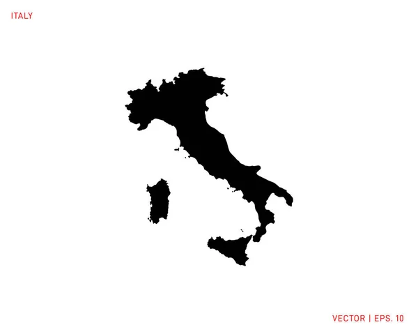 Mappa Dell Italia Mappa Silhouette Alta Dettagliata Vettore — Vettoriale Stock