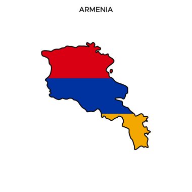 Düzenlenebilir Vuruşla Ermenistan Vektör Tasarım Şablonu Haritası ve Bayrağı