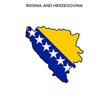 Bosna-Hersek Vektör Tasarım Şablonu Düzenlenebilir Vuruşla Haritası ve Bayrağı