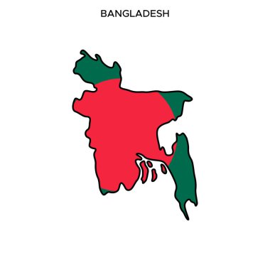 Düzenlenebilir Vuruşlu Bangladeş Vektör Tasarım Şablonu Haritası ve Bayrağı