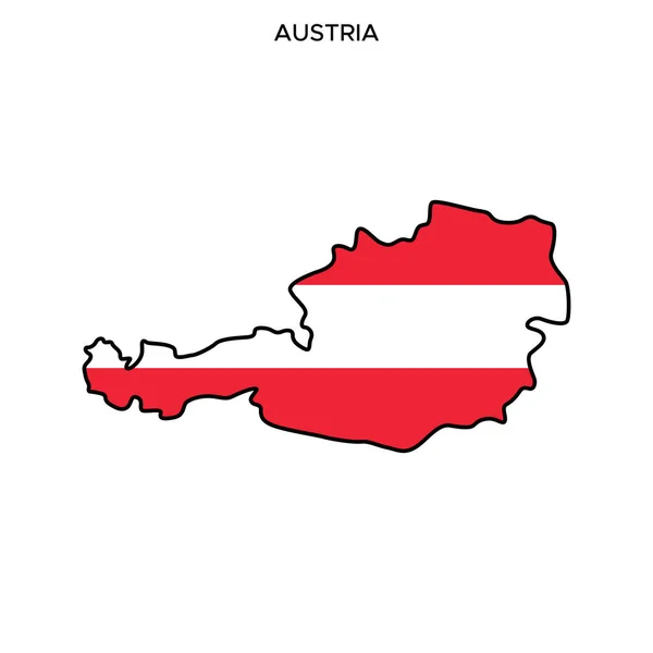 Plantilla Diseño Vectorial Con Mapa Bandera Austria Con Trazo Editable — Vector de stock