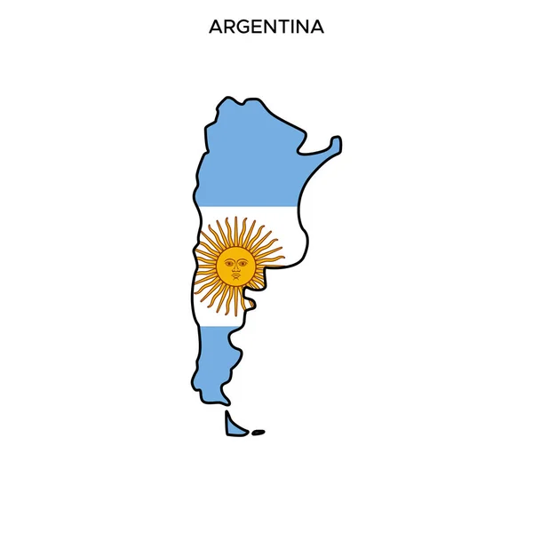 Mapa Bandeira Argentina Vector Design Template Editable Stroke — Vetor de Stock