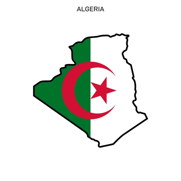 Karte Und Flagge Algeriens Vektordesign Vorlage Mit Editierbarem Strich — Stockvektor