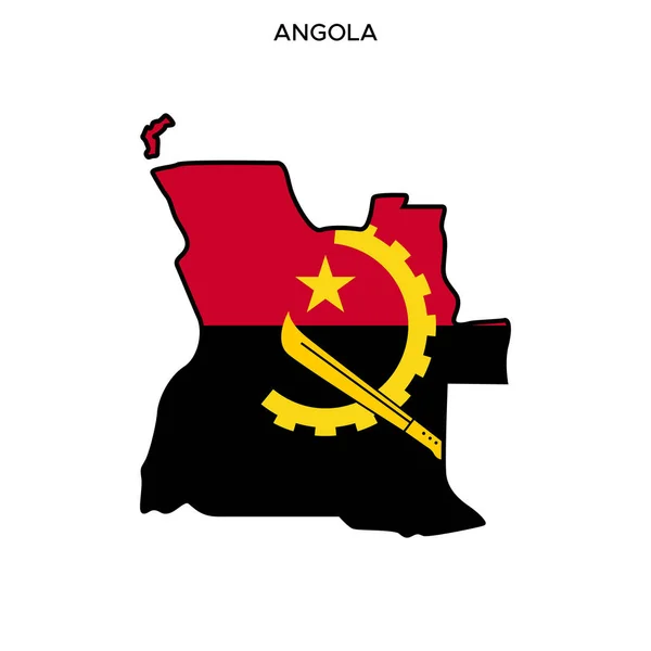 Карта Флаг Векторного Дизайна Анголы Редактируемым Штрихом — стоковый вектор