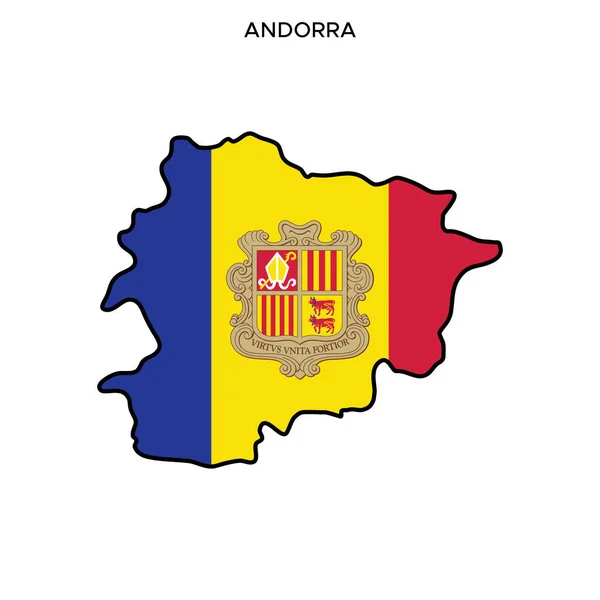 Mappa Bandiera Andorra Modello Design Vettoriale Con Tratto Modificabile — Vettoriale Stock