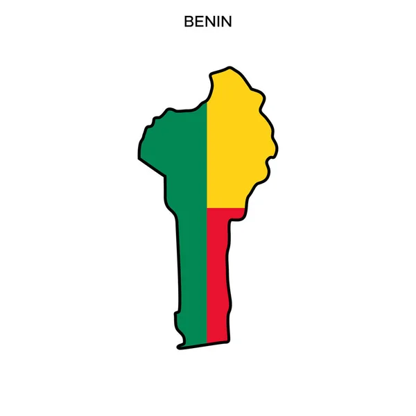 Mapa Vlajka Šablony Pro Návrh Vektoru Benin Upravitelným Tahem — Stockový vektor