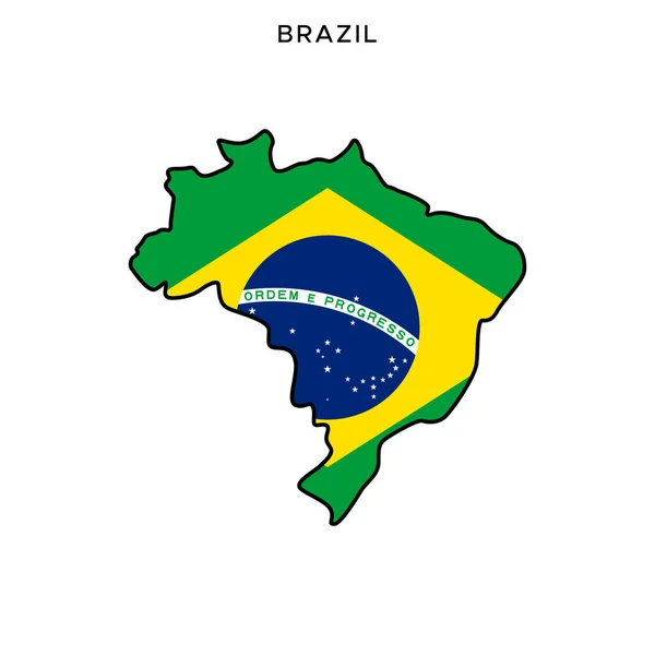 Plantilla Diseño Vectorial Con Mapa Bandera Brasil Con Trazo Editable — Vector de stock