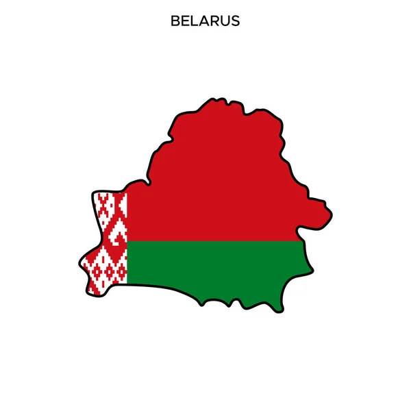 Mapa Vlajka Běloruské Šablony Pro Vektorový Design Upravitelným Tahem — Stockový vektor