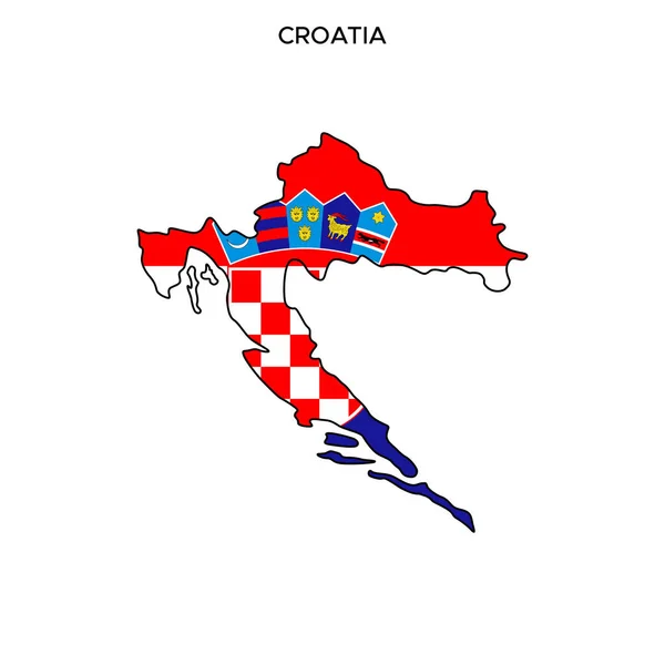 Plantilla Diseño Vectorial Mapa Bandera Croacia Con Trazo Editable — Vector de stock