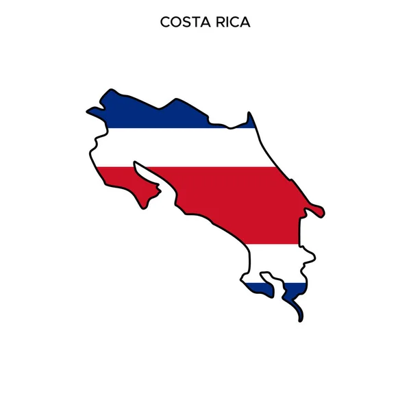 Plantilla Diseño Vectorial Mapa Bandera Costa Rica Con Trazo Editable — Archivo Imágenes Vectoriales