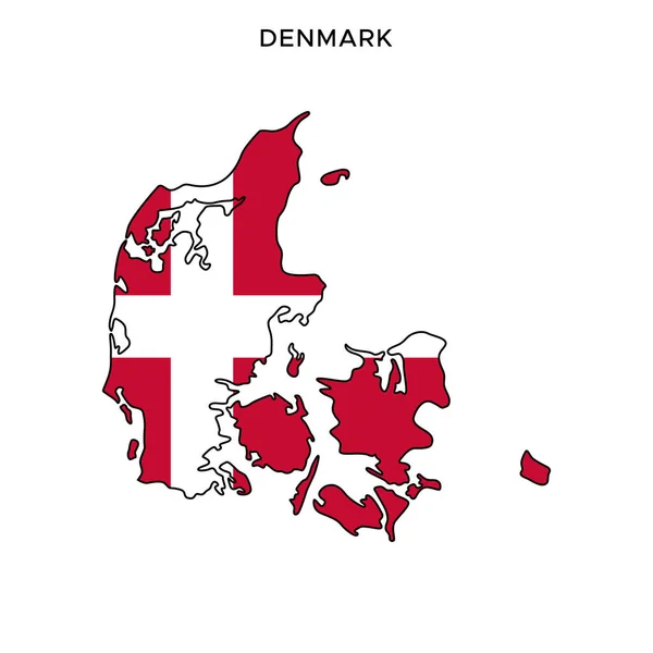 Plantilla Diseño Vectorial Mapa Bandera Dinamarca Con Trazo Editable — Vector de stock
