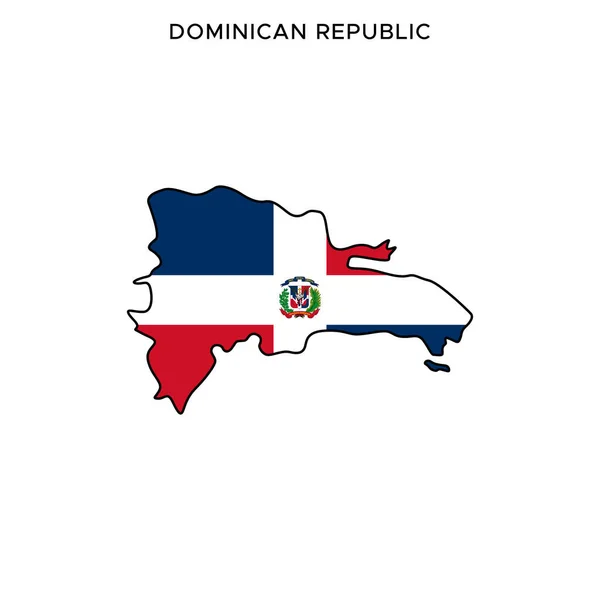 Kaart Vlag Van Het Vectorontwerp Van Dominicaanse Republiek Sjabloon Met — Stockvector