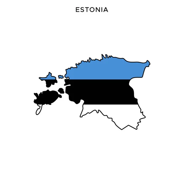 Plantilla Diseño Vectorial Mapa Bandera Estonia Con Trazo Editable — Vector de stock