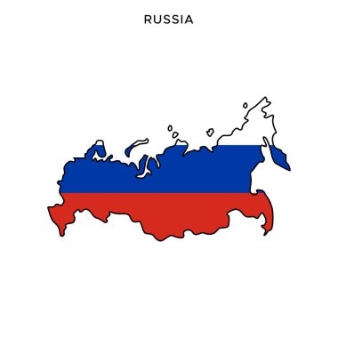 Rusya 'nın Harita ve Bayrağı Düzenlenebilir Vuruşlu Vektör Tasarım Şablonu