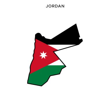 Düzenlenebilir Vuruşlu Jordan Vektör Tasarım Şablonu Haritası ve Bayrağı
