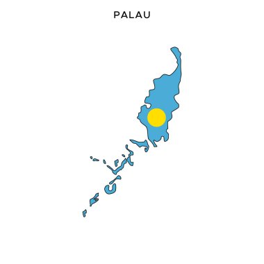 Düzenlenebilir Vuruşlu Palau Vektör Tasarım Şablonu Haritası ve Bayrağı