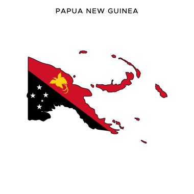 Düzenlenebilir Vuruşlu Papua Yeni Gine Vektör Tasarım Şablonu Haritası ve Bayrağı