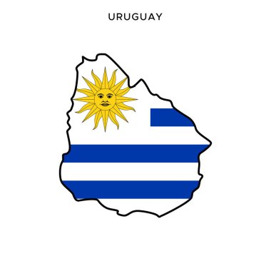 Düzenlenebilir Vuruşlu Uruguay Vektör Tasarım Şablonu Haritası ve Bayrağı