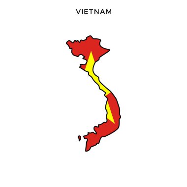 Vietnam Vektör Tasarım Şablonu Düzenlenebilir Vuruşlu Harita ve Bayrak