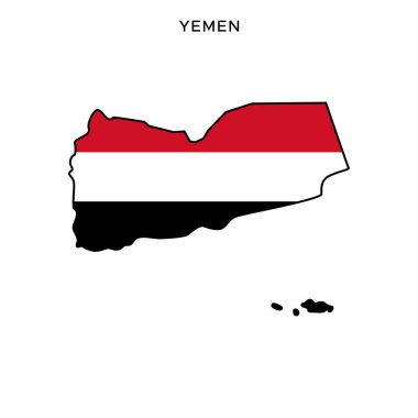 Düzenlenebilir Vuruşlu Yemen Vektör Tasarım Şablonu Haritası ve Bayrağı