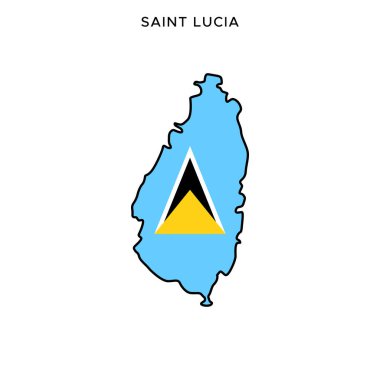 Düzenlenebilir Vuruşlu Aziz Lucia Vektör Tasarım Şablonu Haritası ve Bayrağı