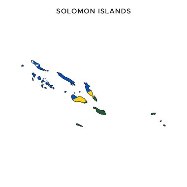 Solomon Adalarının Harita ve Bayrağı Düzenlenebilir Vuruşlu Vektör Tasarım Şablonu